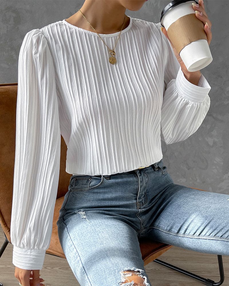 Fashion Canberra I Roza Striped Texture Blouse