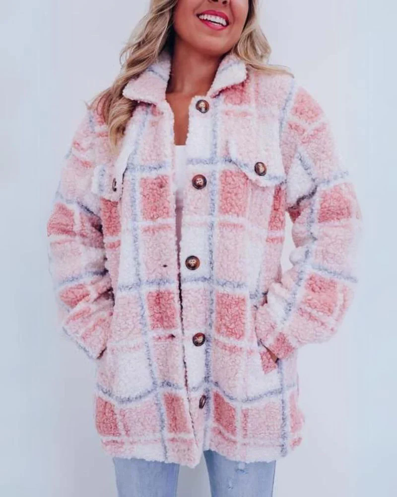 Fashion Canberra I Ember Polar Fleece Plaid Jacket