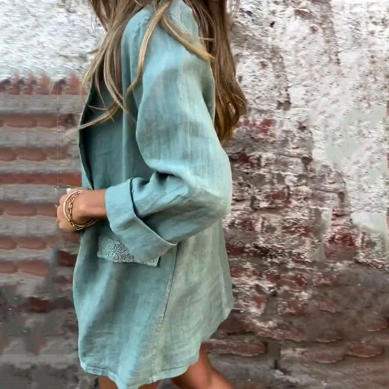 Fashion Canberra I Malena Cotton And Linen Open Front Blouse