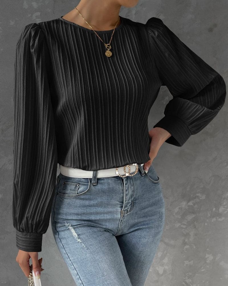 Fashion Canberra I Roza Striped Texture Blouse