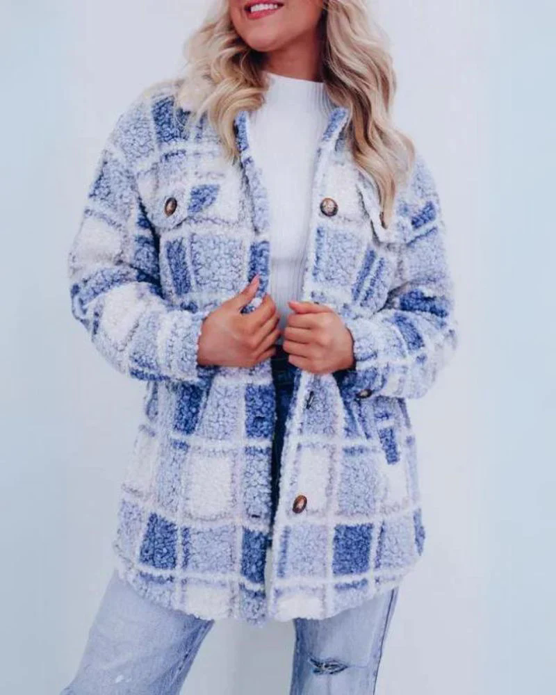 Fashion Canberra I Ember Polar Fleece Plaid Jacket