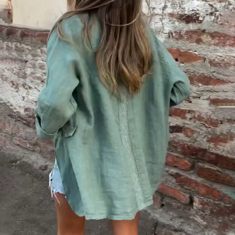 Fashion Canberra I Malena Cotton And Linen Open Front Blouse